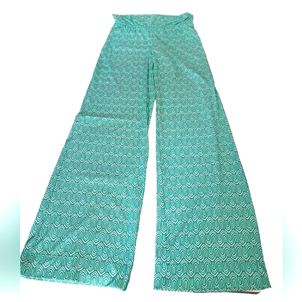 Helen Jon Turquoise Foldover Palazzo Beach Pants size S Women's.  18